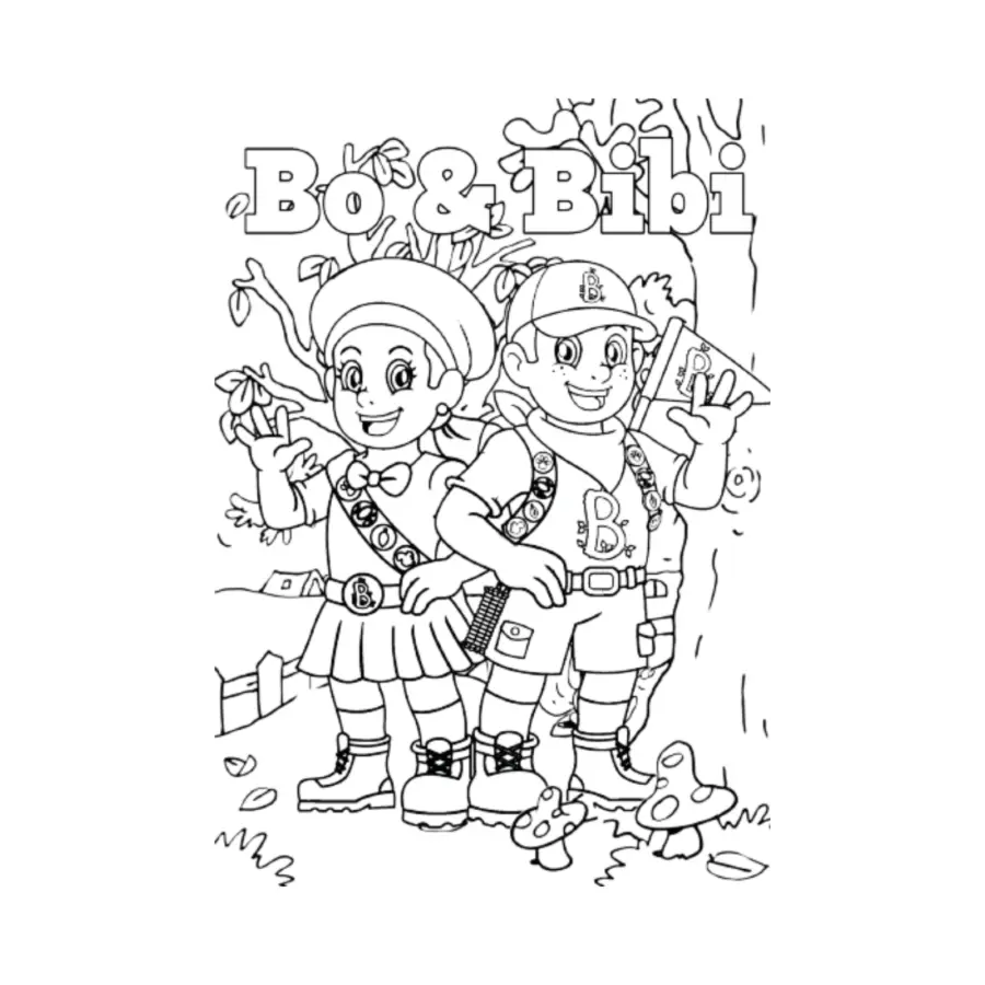 Bo en Bibi kleurplaat camping animatie